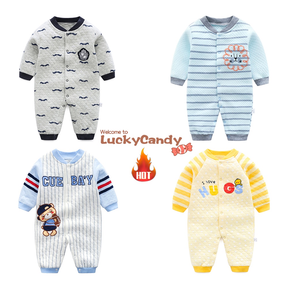 Lucky Candy Bộ Áo Liền Quần Bằng Cotton Tay Dài Dành Cho Bé 0-12 Tháng