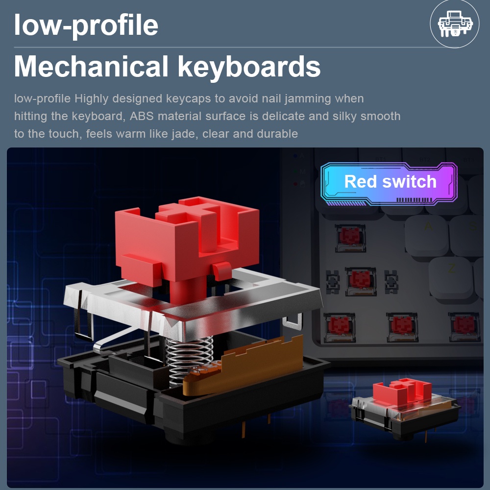 Bàn PhíM Cơ Gaming KARTOMAN K1 Bluetooth 5.0 USB 2.4G Cho Mac OS Windows PC