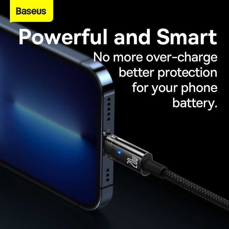 Cáp sạc nhanh Baseus 20W Dây dù tự ngắt điện khi sạc đầy pin siêu bền cho iphone 11 12 13 14 pro max