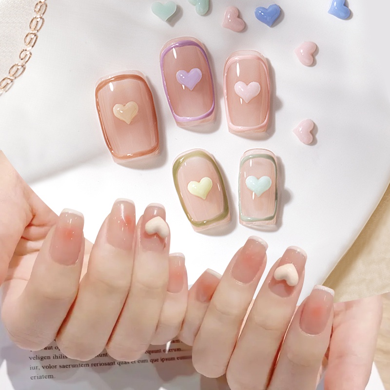 Viên đá 3D UR SUGAR màu trắng hồng trang trí móng tay nghệ thuật