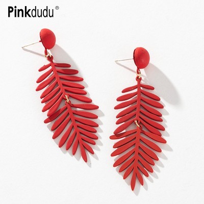 Đôi khuyên tai Pinkdudu PD901 bằng acrylic kiểu chiếc lá nhiều màu sắc
