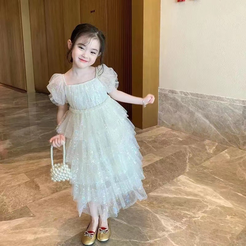 Đầm Công Chúa Xếp Tầng Đính Hạt Thủ Công Thời Trang Cho Bé Gái