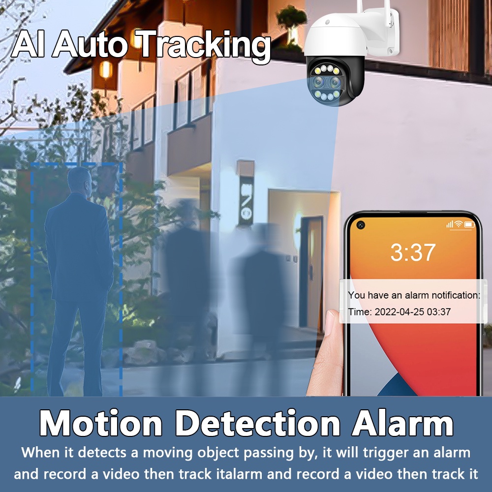 LLSEE icsee camera 2 mắt wifi không dây HD 8MP 4k 8X zoom quang PTZ camera 360 độ tầm nhìn ban đêm theo dõi chuyển động trò chuyện hai chiều