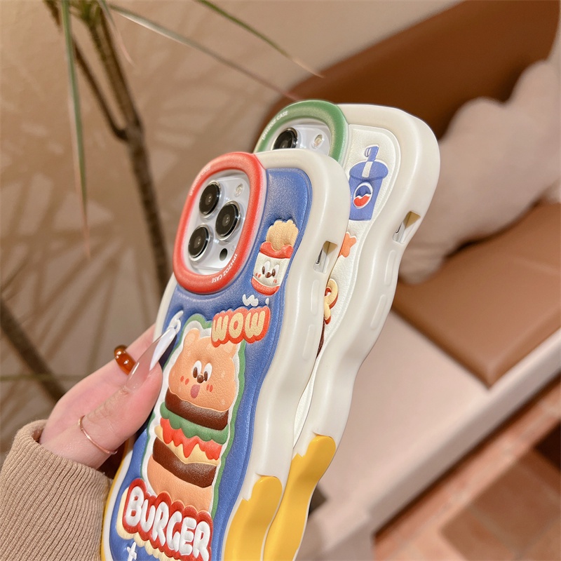 Bao Da Điện Thoại tpu + pu Hình hamburger Cho iphone 15 14 promax 13 pro max 12 11 pro max Ốp