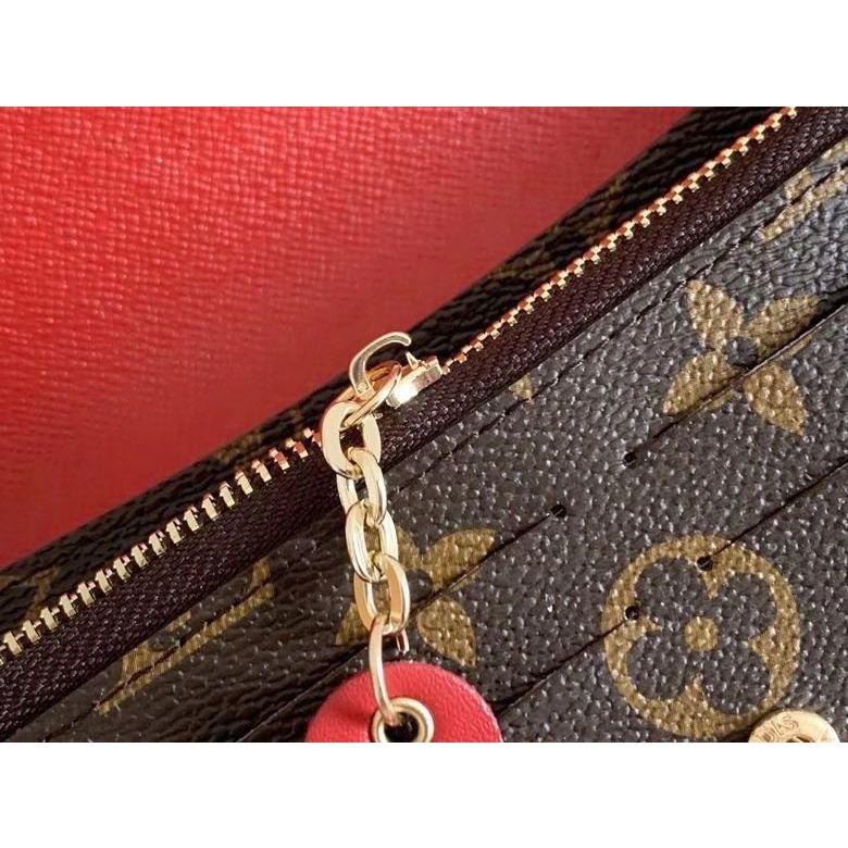 Ví Nữ Dài 100% Chính Hãng Louis Vuitton Họa Tiết Hoa Đỏ