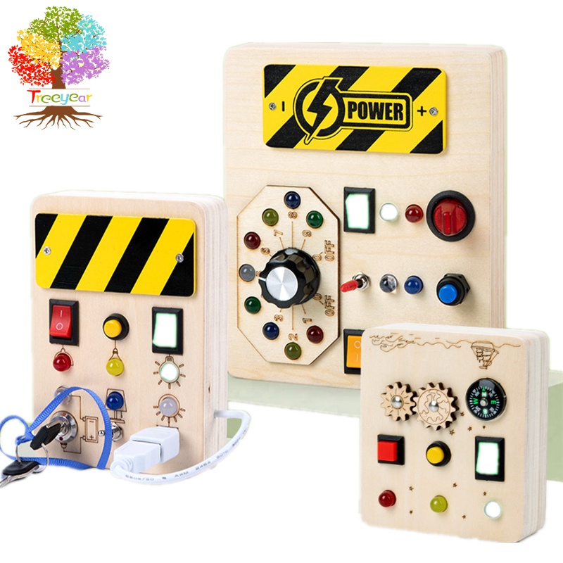Treeyear Đồ Chơi Bảng Công Tắc Đèn Cảm Biến Bằng Gỗ Thú Vị Cho Bé