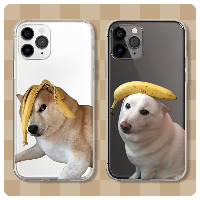 Ốp Điện Thoại Hình Chú Chó Và Chuối Cho IPhone 6 6S 11 7 8 Se 2020 X XR XS Plus 12 13 14 PRO mini MAX