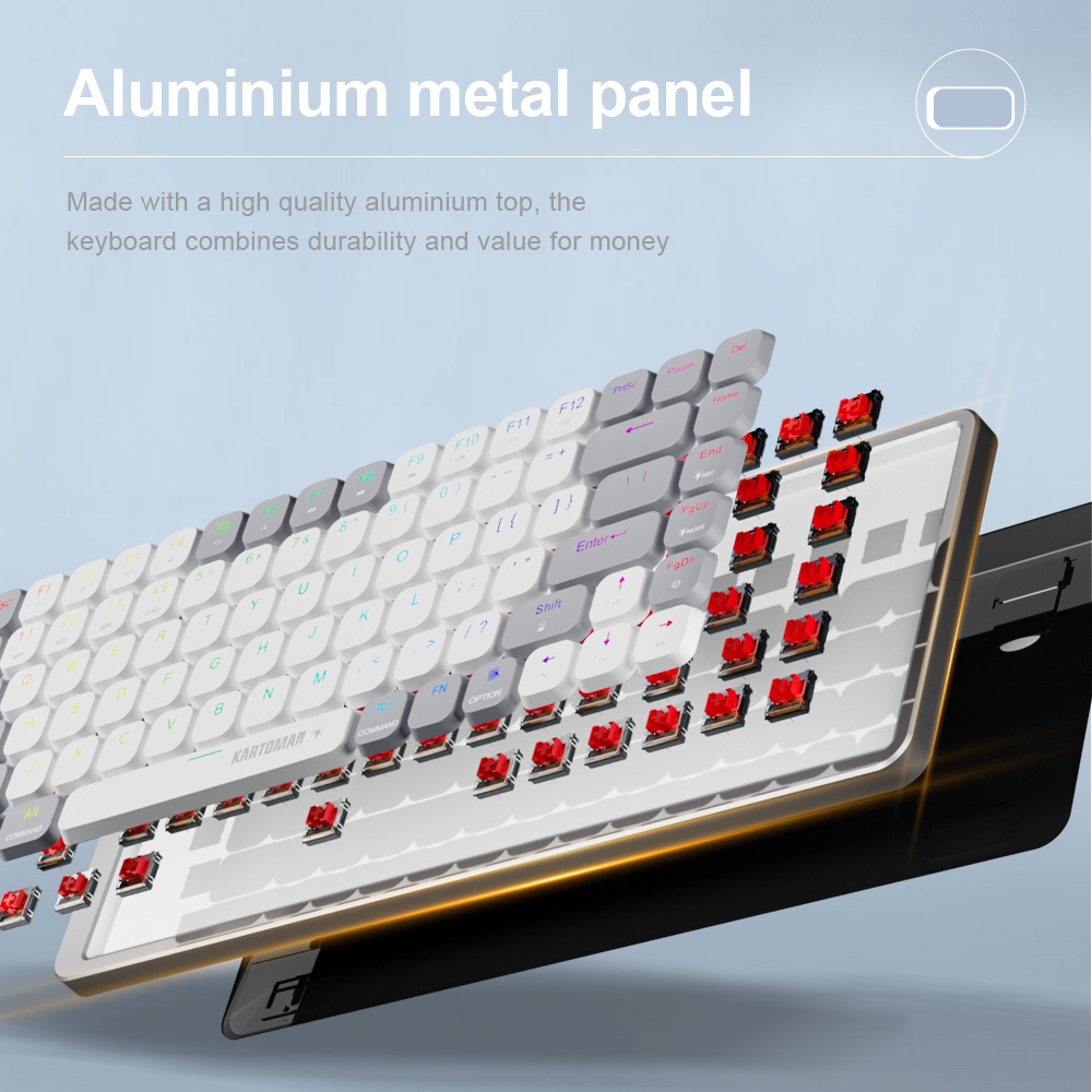 Bàn PhíM Cơ Gaming KARTOMAN K1 Bluetooth 5.0 USB 2.4G Cho Mac OS Windows PC