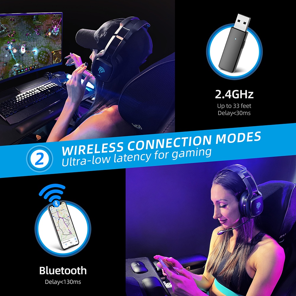 Tai nghe bluetooth EASYSMX C06W chơi game không dây khử tiếng ồn thích hợp cho PC/PS4/PS5/XBox One/Nintendo Switch