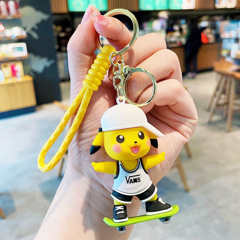 Móc Khóa PVC Hình Quả Bóng Trượt Hoạt Hình Pikachu Cho Nam Nữ