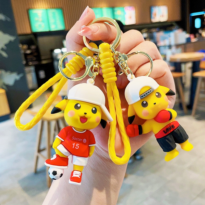 Móc Khóa PVC Hình Quả Bóng Trượt Hoạt Hình Pikachu Cho Nam Nữ