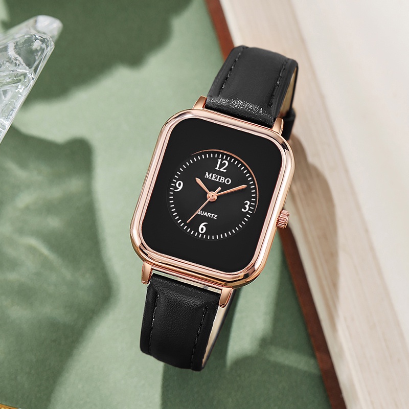 Đồng Hồ Nữ Dây Da Mặt Chữ Nhật Thời Trang