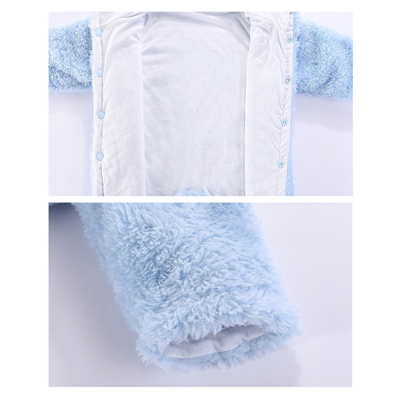 Bộ Áo Liền Quần Tay Dài Có Nón Hình Gấu Đáng Yêu Giữ Ấm Cho Bé