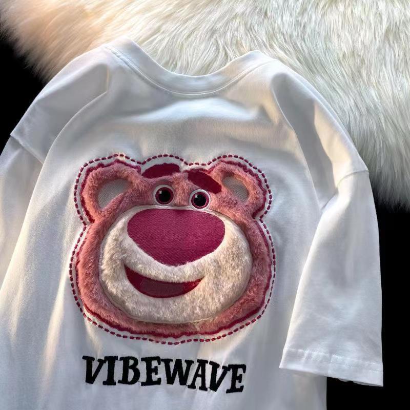 Áo phông ngắn tay gấu dâu 100% cotton