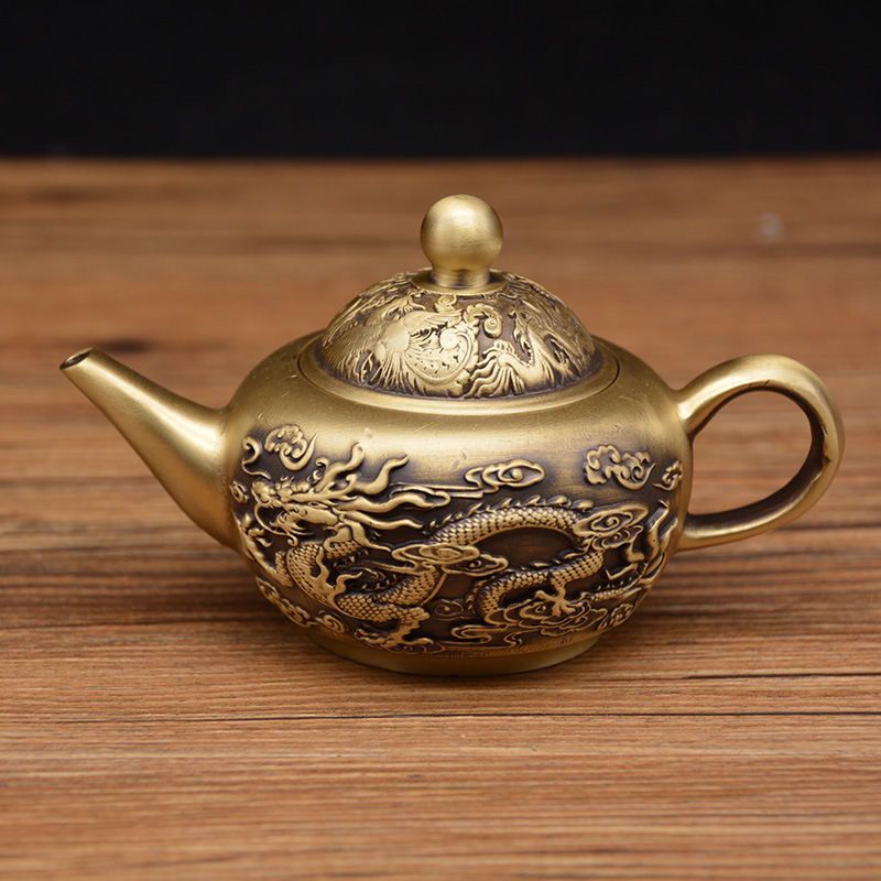 Ấm Trà Bằng Đồng Nguyên Chất 00310x Thiết Kế Hình Ngọn Núi