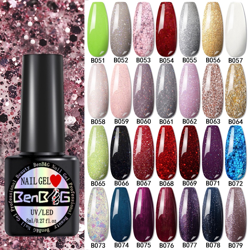 Sơn Móng Tay Gel UV 8ML Màu Sắc Lấp Lánh B036-B081