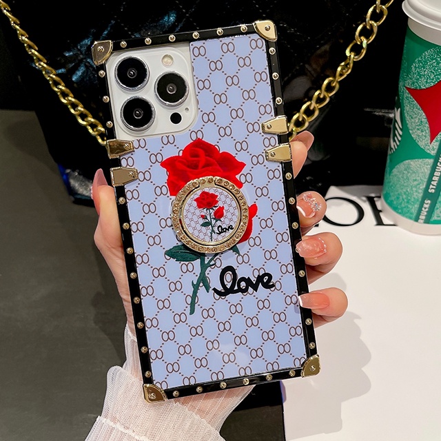 Ốp Điện Thoại Tráng Gương Họa Tiết Hoa Hồng Kèm Giá Đỡ Cho Redmi Note 11 10 9 8 Pro 11S 10S 9S