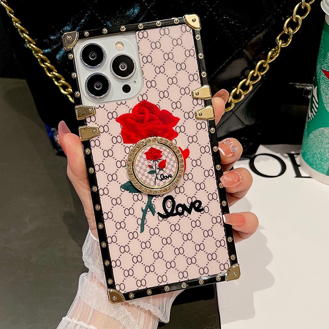 Ốp Điện Thoại Tráng Gương Họa Tiết Hoa Hồng Kèm Giá Đỡ Cho Redmi Note 11 10 9 8 Pro 11S 10S 9S