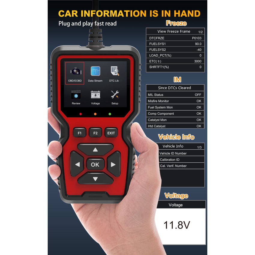 Thiết Bị Chẩn Đoán Lỗi Xe Hơi Đa Năng Lancol V519 OBD JOBD / OBDII / EOBD OBD2