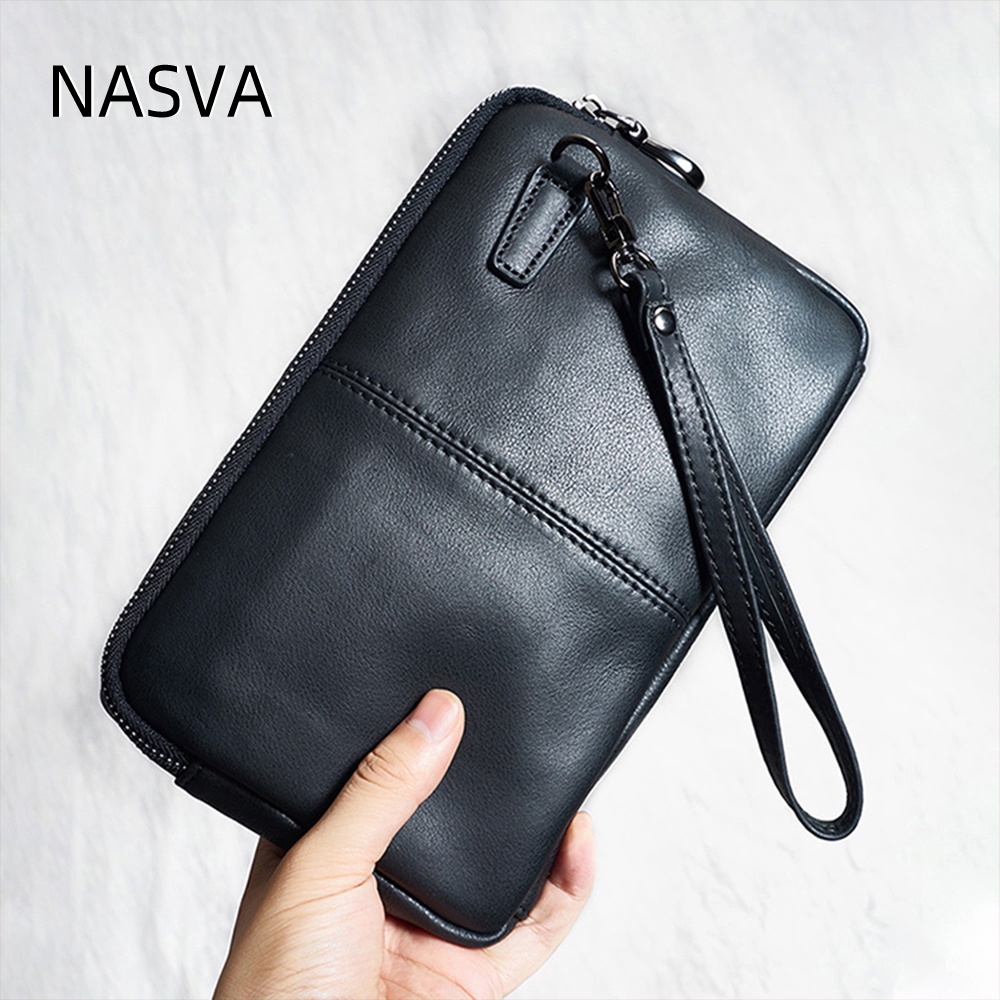 Nasva Da Thật Chính Hãng Nam Ly Hợp iPad Mini Clutch Retro Casual Business Handmade Lớp Đầu Tiên Da Bò Ly Hợp Túi Điện Thoại Di Động