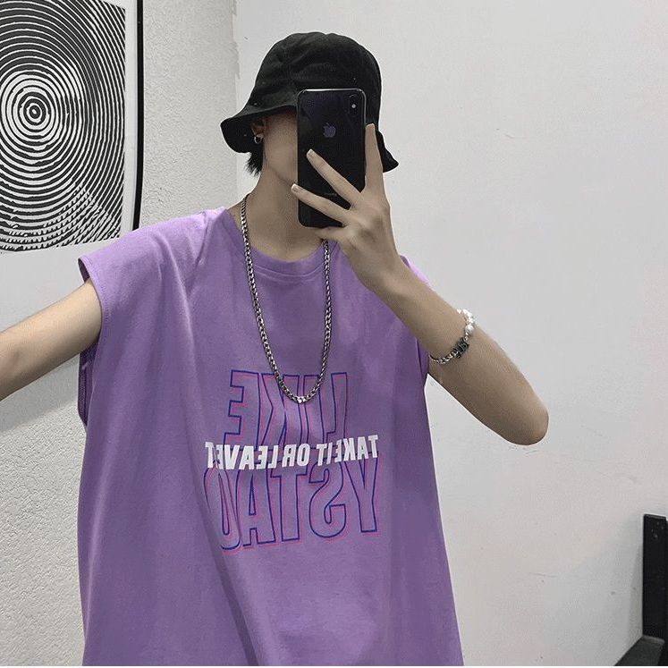 Áo Thun Thể Thao Sát Nách Cổ Tròn Dáng Rộng In Chữ Trẻ Trung Phong Cách Hip-Hop Cho Nam | BigBuy360 - bigbuy360.vn