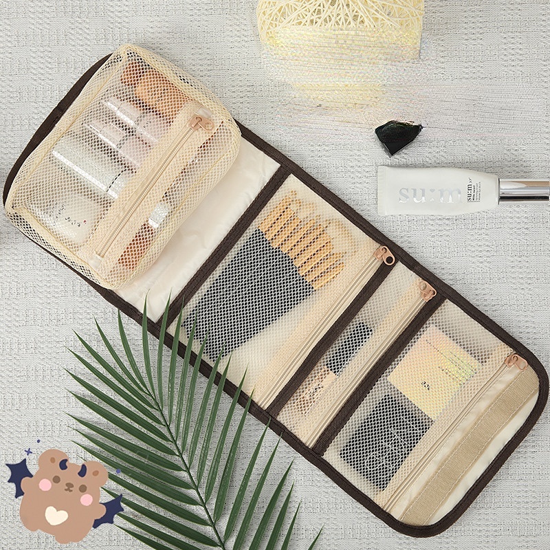 Túi Đựng Mỹ Phẩm Di Động Họa Tiết Hoạt Hình Xinh Xắn Gấp Gọn Tiện Dụng