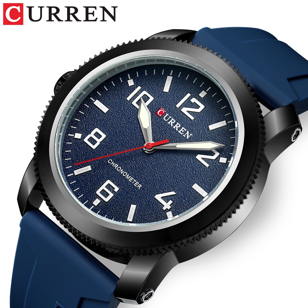 Đồng Hồ Quartz CURREN Chống Thấm Nước Với Dây Đeo Da Màu Xanh Dương 8454 XL