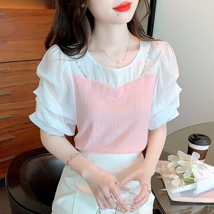 Áo Thun Tay Ngắn Vải Chiffon Phong Cách Mới Dành Cho Nữ