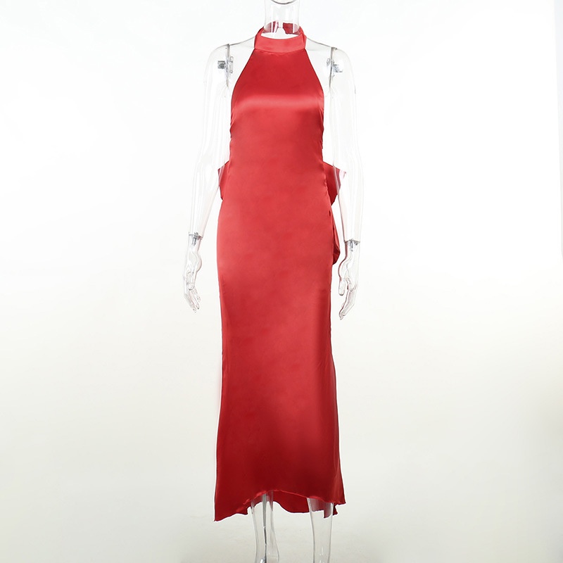 Đầm Maxi Hở Lưng Thắt Nơ Thanh Lịch Cho Nữ