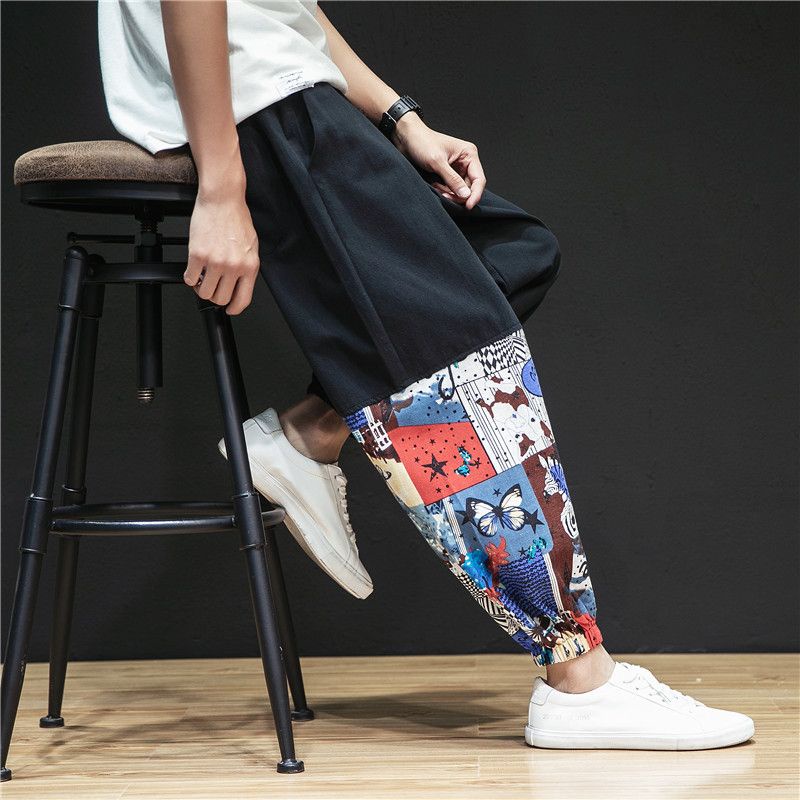 Quần chín phân vải lanh M-5XL quần thường ngày cỡ lớn rộng rãi mẫu mỏng cho nam quần harem quần dài cotton lanh phong cách Trung Quốc