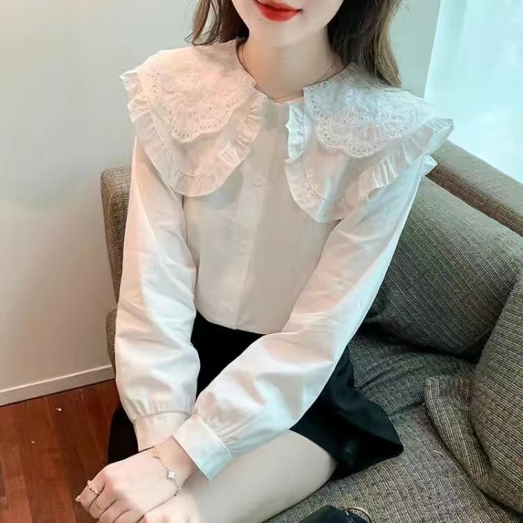 Áo Sơ Mi Chiffon Tay Dài Cổ Búp Bê Phong Cách Thời Trang Hàn Quốc Dành Cho Nữ