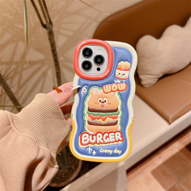 Bao Da Điện Thoại tpu + pu Hình hamburger Cho iphone 15 14 promax 13 pro max 12 11 pro max Ốp