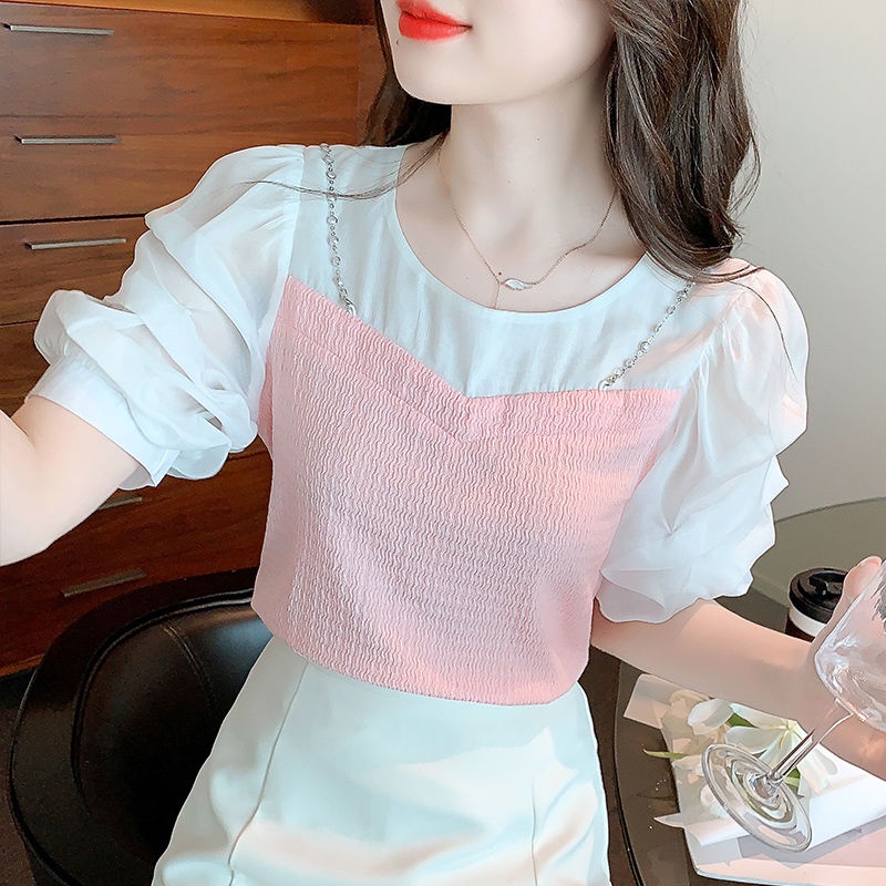 Áo Thun Tay Ngắn Vải Chiffon Phong Cách Mới Dành Cho Nữ