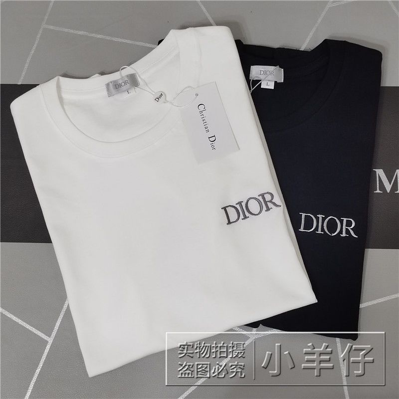 Áo Thun cotton Nguyên Chất Ngắn Tay Thêu Chữ DR + Thẻ Treo Đơn Giản Mùa Hè Cho Cặp Đôi