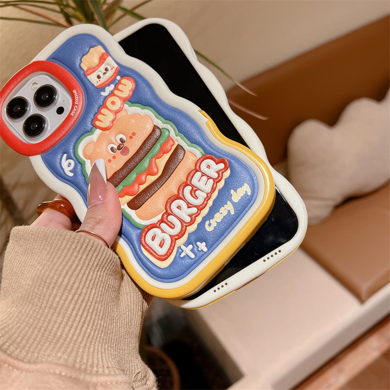 Bao Da Điện Thoại tpu + pu Hình hamburger Cho iphone 15 14 promax 13 pro max 12 11 pro max Ốp