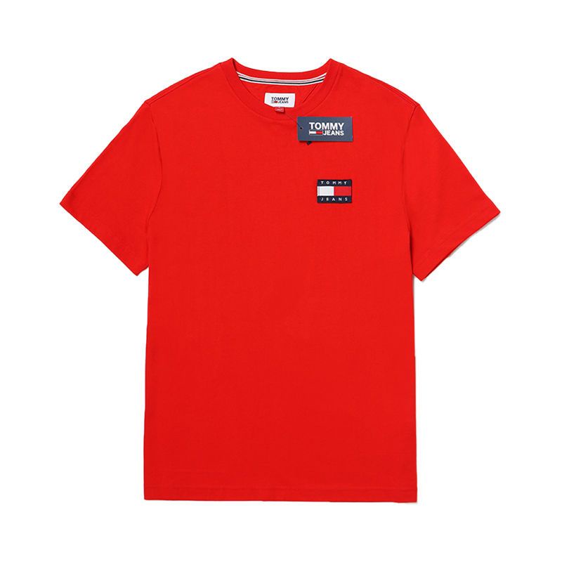 Áo Thun cotton Cổ Tròn Ngắn Tay Thêu Nhãn Hiệu Tommy Thời Trang Unisex