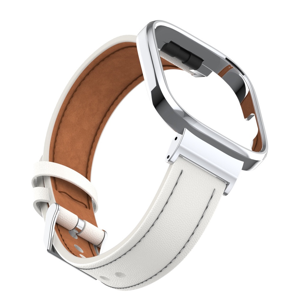 Dây Đeo Bằng Da Và Khung Kim Loại Bảo Vệ Cho Đồng Hồ Thông Minh Redmi Watch 3 / 3 Lite