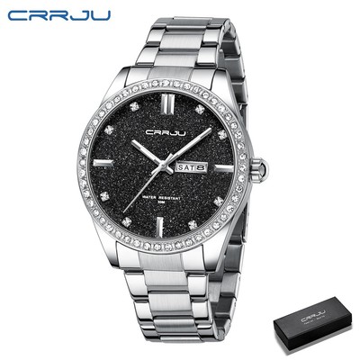 Đồng Hồ Quartz CRRJU Chống Thấm Nước Chất Liệu Thép Không Gỉ 5008