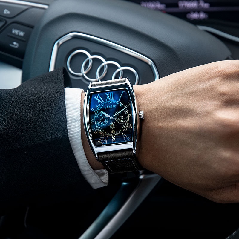 Đồng Hồ FENSIR Nam Hiển Thị Lịch Dây Da Thời Trang