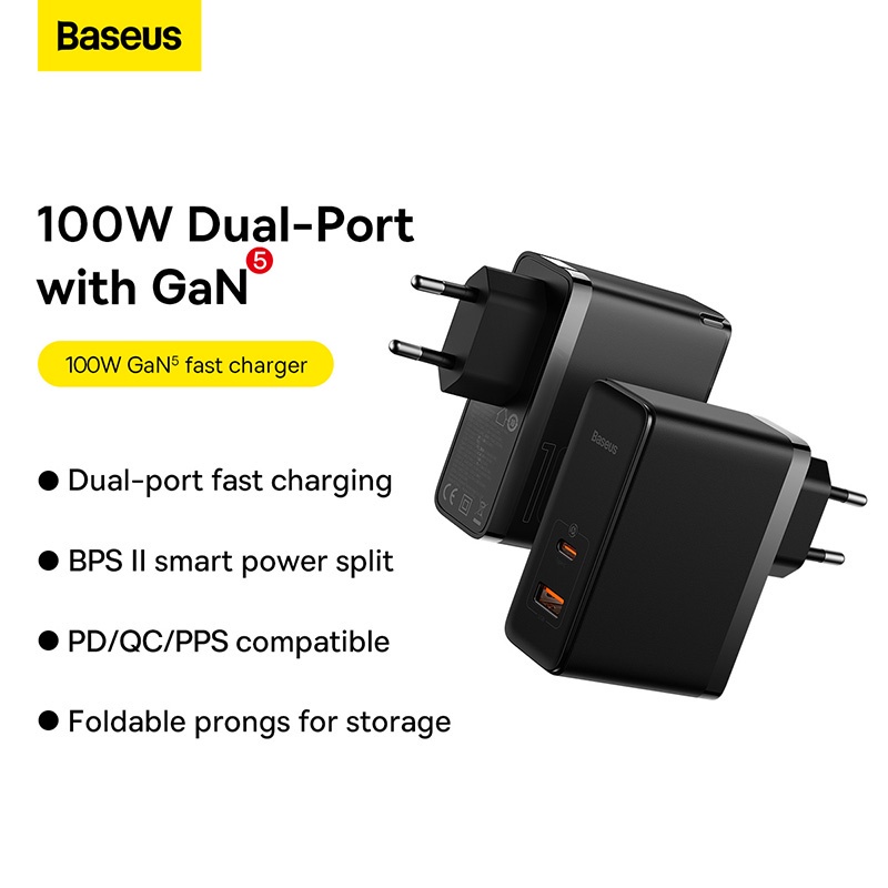Bộ SạC Nhanh Baseus GaN5 Pro 100W USB Type C PD Cho MacBook / Laptop / ĐiệN ThoạI