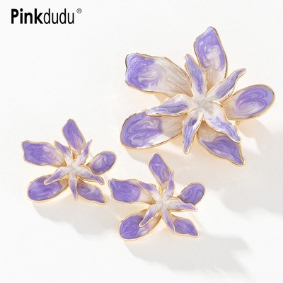Khuyên tai Pinkdudu PD1011 bạc 925 kiểu hoa màu tím thời trang dành cho nữ