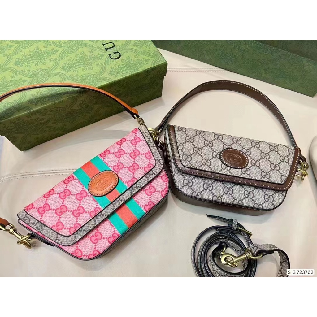 Guc 2023 Túi Kẹp Nách / Đeo Vai Đa Năng Màu Tương Phản Nhẹ Nhàng Sang Trọng Thời Trang Phương Tây