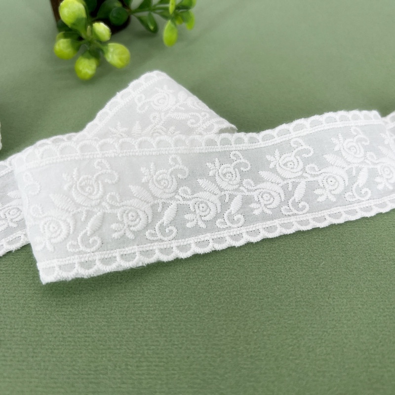 OFF-WHITE 1 Cuộn Chỉ Cotton 4.5cm Viền Ren Phong Cách Lolita