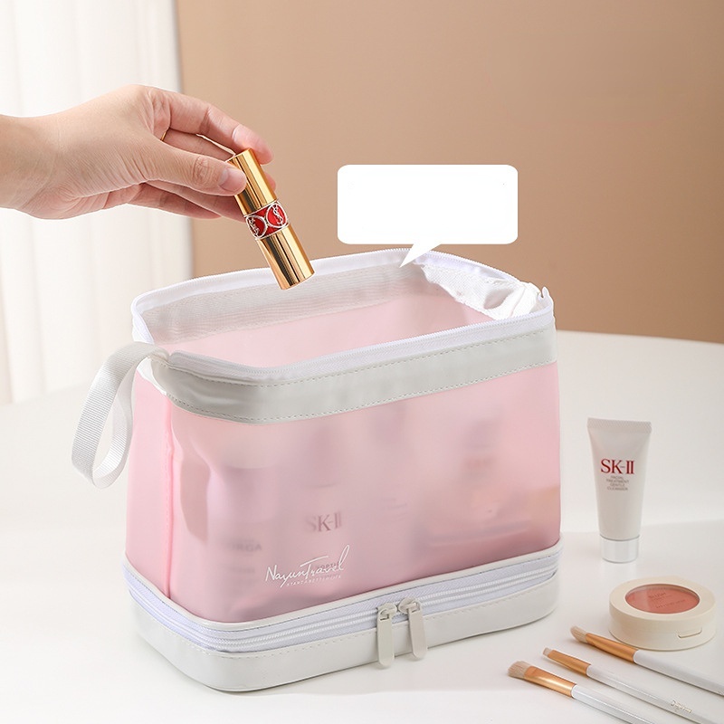 Túi Đựng Mỹ Phẩm Hai Lớp Trong Suốt Cỡ Lớn Tiện Dụng