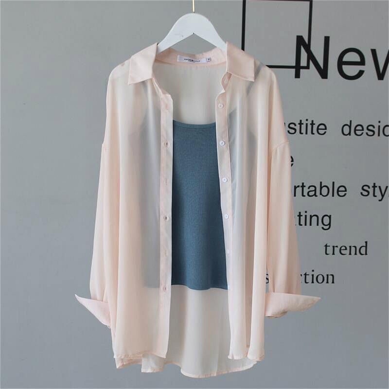 Áo Khoác Cardigan chiffon Mỏng Dáng Rộng Tay Dài Mềm Mại Thời Trang Mùa Hè Cho Nữ
