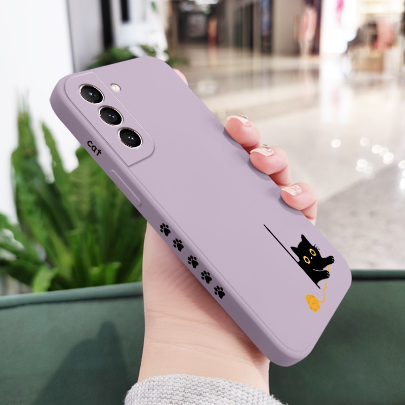 Ốp Điện Thoại Cảm Giác Chạm Thoải Mái Họa Tiết Mèo Cho Samsung Galaxy S21 S20 FE Ultra Plus