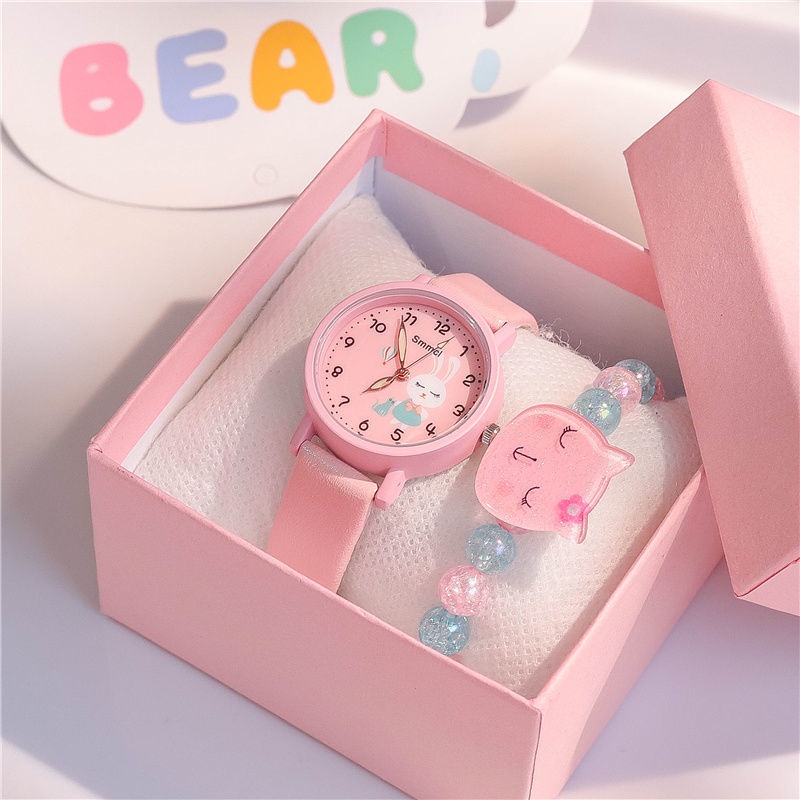 Đồng Hồ Đeo Tay Hình Kỳ Lân Mặt Cười Màu Macaron Dễ Thương Cho Bé Gái Tiểu Học