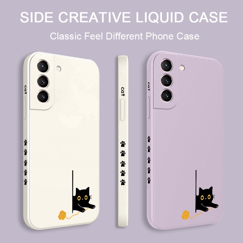 Ốp Điện Thoại Cảm Giác Chạm Thoải Mái Họa Tiết Mèo Cho Samsung Galaxy S21 S20 FE Ultra Plus