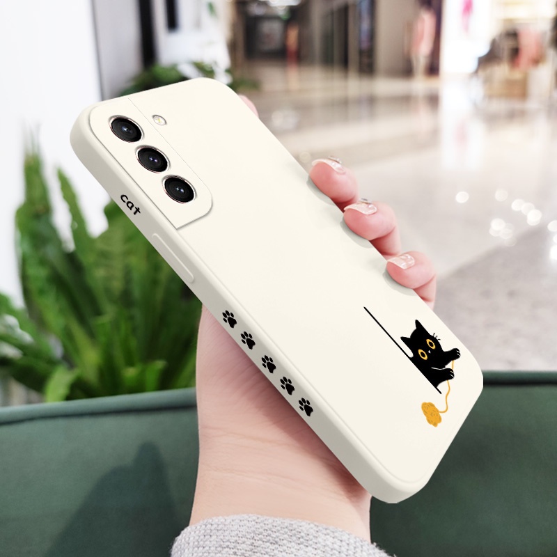 Ốp Điện Thoại Cảm Giác Chạm Thoải Mái Họa Tiết Mèo Cho Samsung Galaxy S21 S20 FE Ultra Plus
