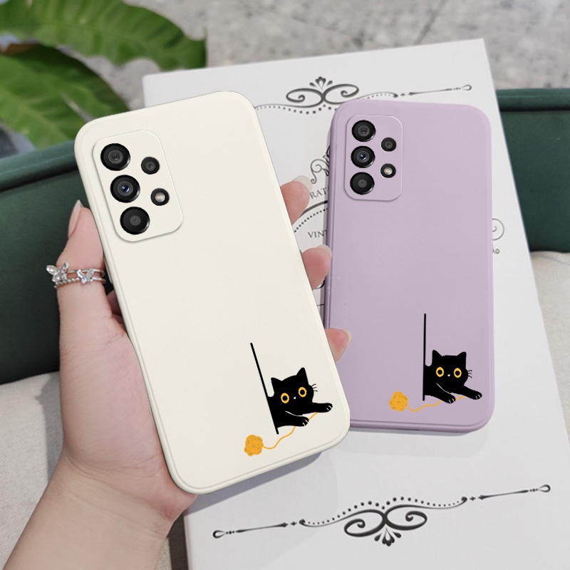 Ốp Điện Thoại Silicon Dẻo Họa Tiết Chú Mèo Dễ Thương Cho Samsung Galaxy A73 A53 A33 A23 5G